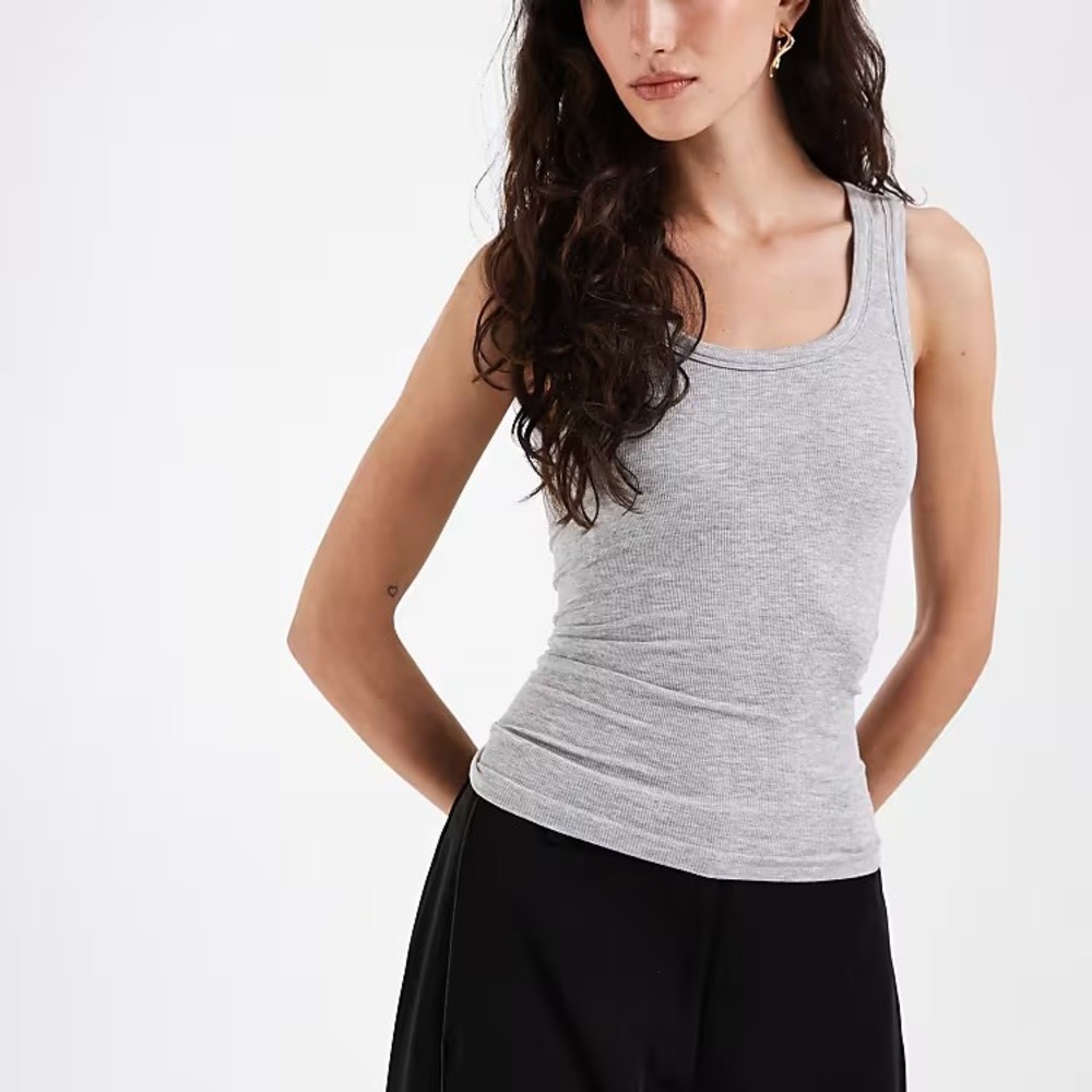 Maje Titan Gray Ribbed Wool Blend Scoop Neck Tank‎ Top Womens Size 1 Small